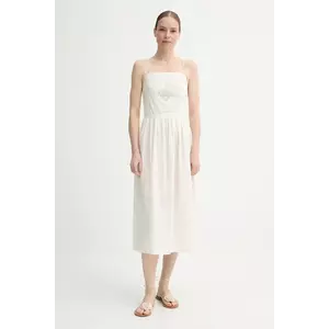 Sessun rochie din bumbac culoarea bej, midi, evazată, 25205005 imagine