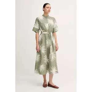 OUI rochie din bumbac culoarea verde, midi, evazată, 92864 imagine