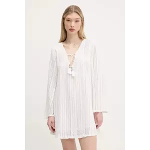 Superdry rochie din bumbac culoarea bej, mini, evazată, W8011933A-71D imagine