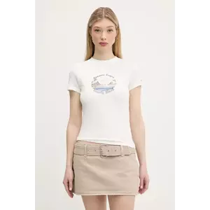 Tommy Jeans tricou din bumbac culoarea alb, DW0DW21342 imagine