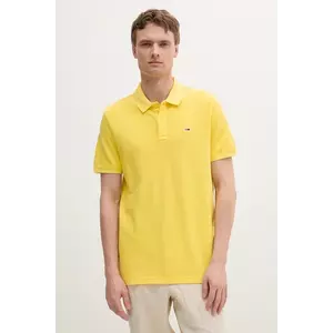 Tommy Jeans polo de bumbac culoarea galben, uni, DM0DM20226 imagine