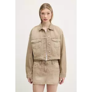 Tommy Jeans geacă jeans culoarea bej, de tranzitie, DW0DW20118 imagine