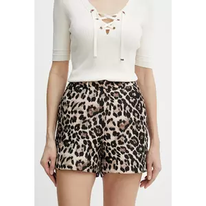 Morgan pantaloni scurți SHRING culoarea bej, cu imprimeu, high waist, SHRING imagine