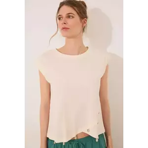 women'secret tricou din bumbac culoarea bej, 3279707 imagine