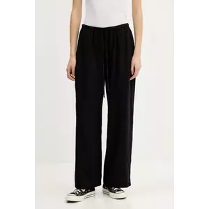 Abercrombie & Fitch pantaloni din in culoarea negru, lat, high waist, KI156-5199 imagine