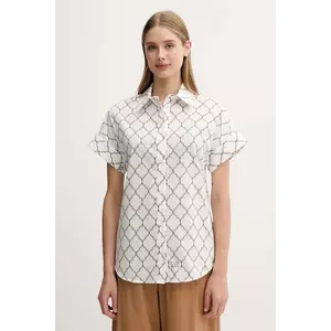 Max Mara Beachwear cămașă din bumbac culoarea alb, cu guler clasic, regular, 2516111029600 imagine