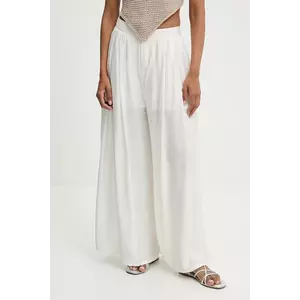 Answear Lab pantaloni culoarea alb, lat, high waist imagine