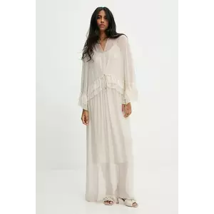 Answear Lab rochie din mătase culoarea bej, maxi, evazată imagine