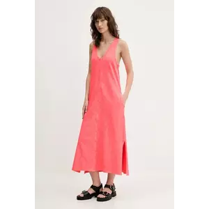 Superdry rochie din bumbac culoarea roz, midi, evazată, W8011861A-9SD imagine