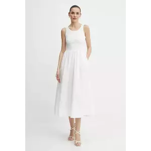 Bardot rochie culoarea alb, maxi, evazată, 59879DB imagine