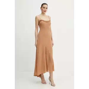 Bardot rochie culoarea maro, midi, evazată, 59885DB imagine