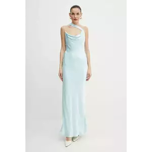 Bardot rochie culoarea turcoaz, maxi, mulată, 59789DB imagine