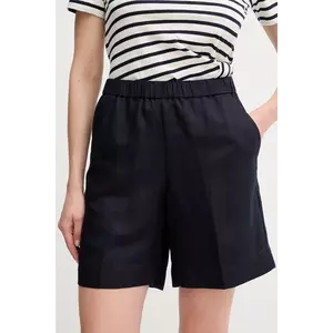 Gant pantaloni scurți din in culoarea albastru marin, neted, high waist, 4020116 imagine