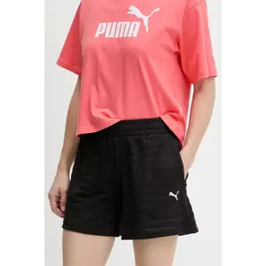 Puma pantaloni scurți culoarea negru, neted, high waist, 685028 imagine