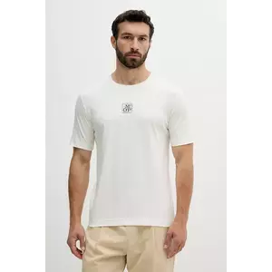 Marc O'Polo tricou din bumbac culoarea bej, cu imprimeu, 524201251298 imagine