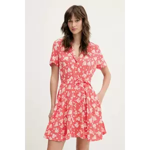 Tommy Jeans rochie culoarea rosu, mini, evazată, DW0DW21353 imagine