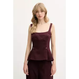 Stine Goya top culoarea bordo, uni, SG-SS25-T052-2330 imagine