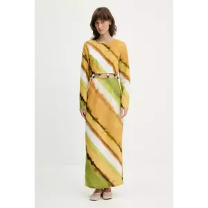 Never Fully Dressed rochie din amestec de in culoarea galben, maxi, dreaptă, NFDDR2014 imagine