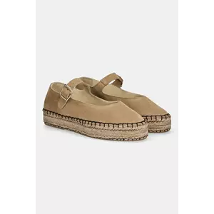 Answear Lab espadrile din piele intoarsa culoarea bej, cu platforma imagine