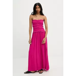 Answear Lab rochie din in culoarea roz, maxi, evazată imagine