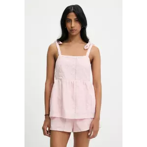 Answear Lab bluză și pantaloni scurți culoarea roz imagine