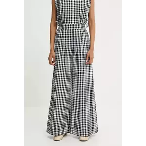 Answear Lab pantaloni de bumbac culoarea negru, lat, high waist imagine