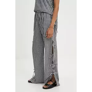 Answear Lab pantaloni de bumbac culoarea negru, drept, high waist imagine