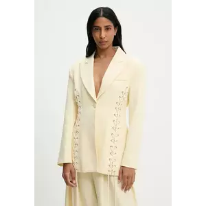 Answear Lab sacou culoarea galben, un singur rand de nasturi, neted imagine