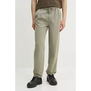 Superdry pantaloni din amestec de in culoarea verde, M7011395A-1KH imagine