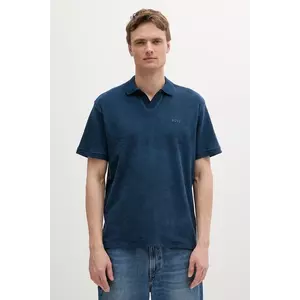 BOSS Orange polo de bumbac culoarea bleumain, neted, 50539869 imagine