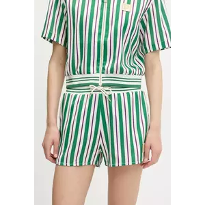 Fila pantaloni scurți Lassance culoarea verde, cu imprimeu, high waist, FAW1002 imagine