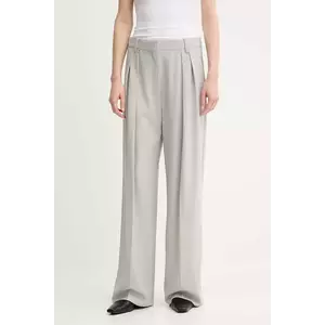 Day Birger et Mikkelsen pantaloni de lână Samuel culoarea gri, lat, high waist, DAY65243752 imagine