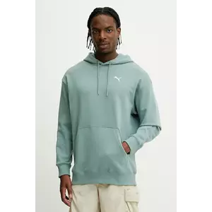 Puma hanorac de bumbac culoarea verde, cu glugă, neted, 629648 imagine