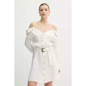 Versace Jeans Couture rochie culoarea bej, mini, dreaptă, 78HAO911 N0433 imagine