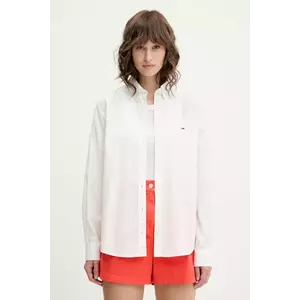 Tommy Jeans cămașă din bumbac culoarea alb, cu guler clasic, relaxed, DW0DW20290 imagine