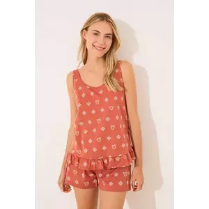 women'secret set de pijama de bumbac Mickey Mouse culoarea portocaliu, bumbac, 3139894 imagine