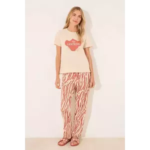 women'secret set de pijama de bumbac The Lion King culoarea bej, bumbac, 3139907 imagine