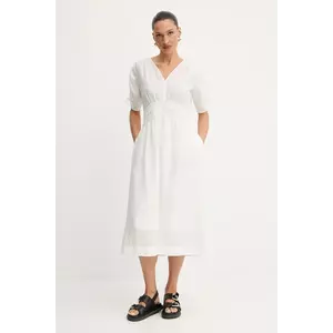 BOSS Orange rochie culoarea roz, midi, evazată imagine