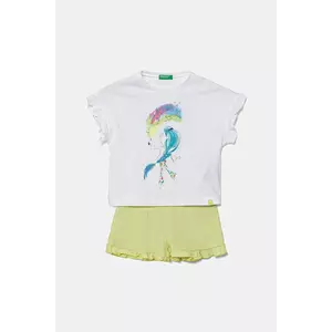 United Colors of Benetton set de pijama de bumbac pentru copii 2-pack culoarea alb, cu imprimeu, 30960P08C imagine