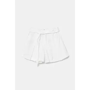 United Colors of Benetton pantaloni scurți de in pentru copii culoarea alb, uni, talie reglabila, 43WBG902G imagine