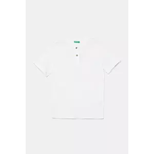United Colors of Benetton tricou din amestec de in pentru copii culoarea alb, uni, 3F4JC10NN imagine