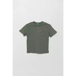 United Colors of Benetton tricou din amestec de in pentru copii culoarea verde, uni, 3F4JC10NN imagine