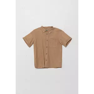 United Colors of Benetton cămașă de in pentru copii culoarea maro, 5IPVGQ02H imagine