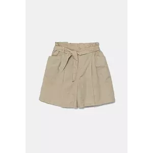 United Colors of Benetton pantaloni scurți de in pentru copii culoarea bej, neted, talie reglabila, 43WBC902D imagine