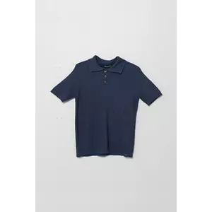 United Colors of Benetton polo din amestec de in pentru copii culoarea bleumarin, neted, 104NC3005 imagine