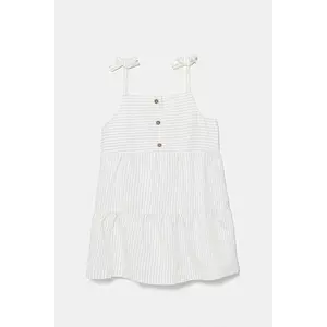 United Colors of Benetton rochie din in pentru copii culoarea bej, mini, evazată, 4Q1NGV025 imagine