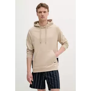 BOSS hanorac lounge din bumbac culoarea bej, cu glugă, neted, 50540741 imagine