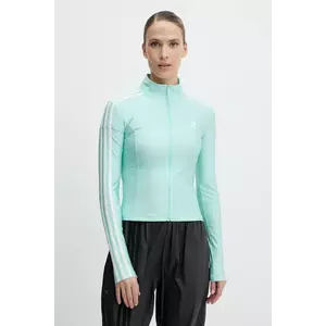 adidas Originals bluză 3-Stripes culoarea turcoaz, cu imprimeu, JC5579 imagine