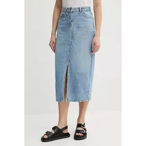 Morgan fustă jeans JROMA midi, drept, JROMA imagine