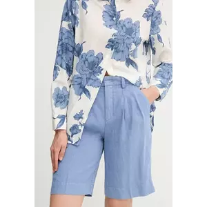 OUI pantaloni scurți din in neted, high waist, 92922 imagine